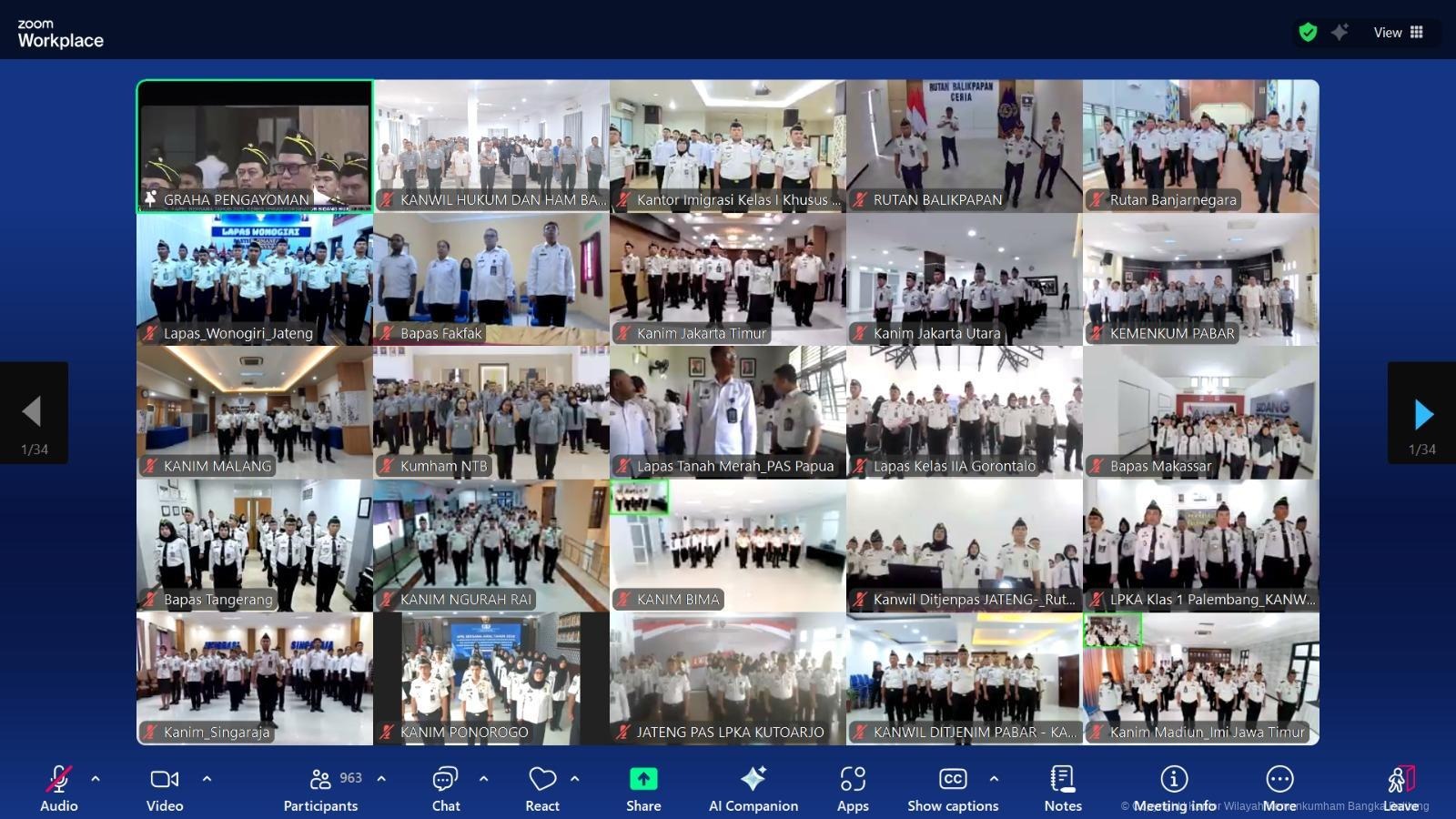 Kanwil Kemenkum Babel Ikuti Apel Bersama ASN Awal Tahun 2026 Secara Virtual