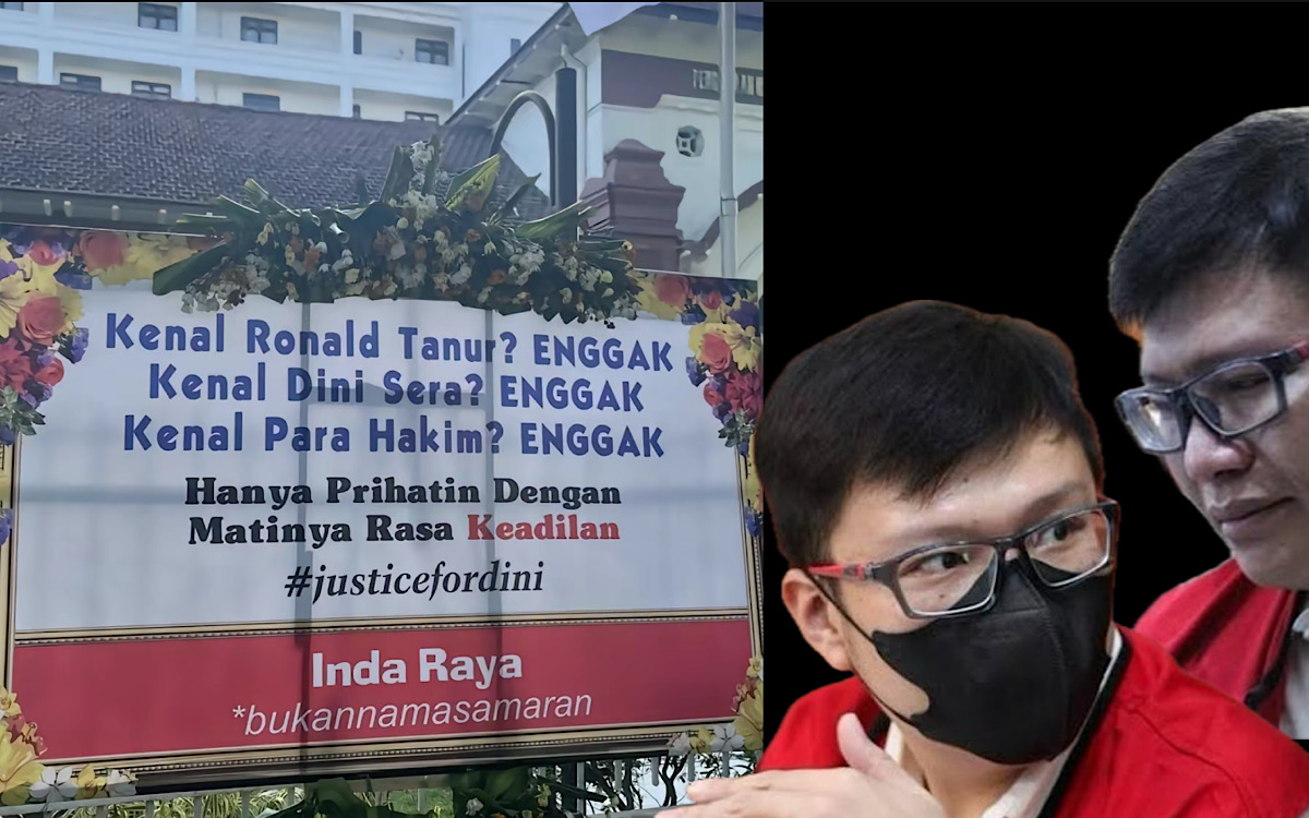 Salfok Papan Bunga di Depan PN Surabaya, Tak Kenal Hakim, Korban dan Terdakwa Tapi Prihatin Pada Rasa Keadilan