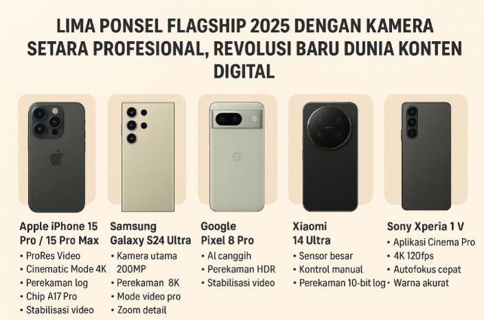 5 Ponsel Flagship 2025 dengan Kamera Setara Profesional, Revolusi Baru Dunia Konten Digital