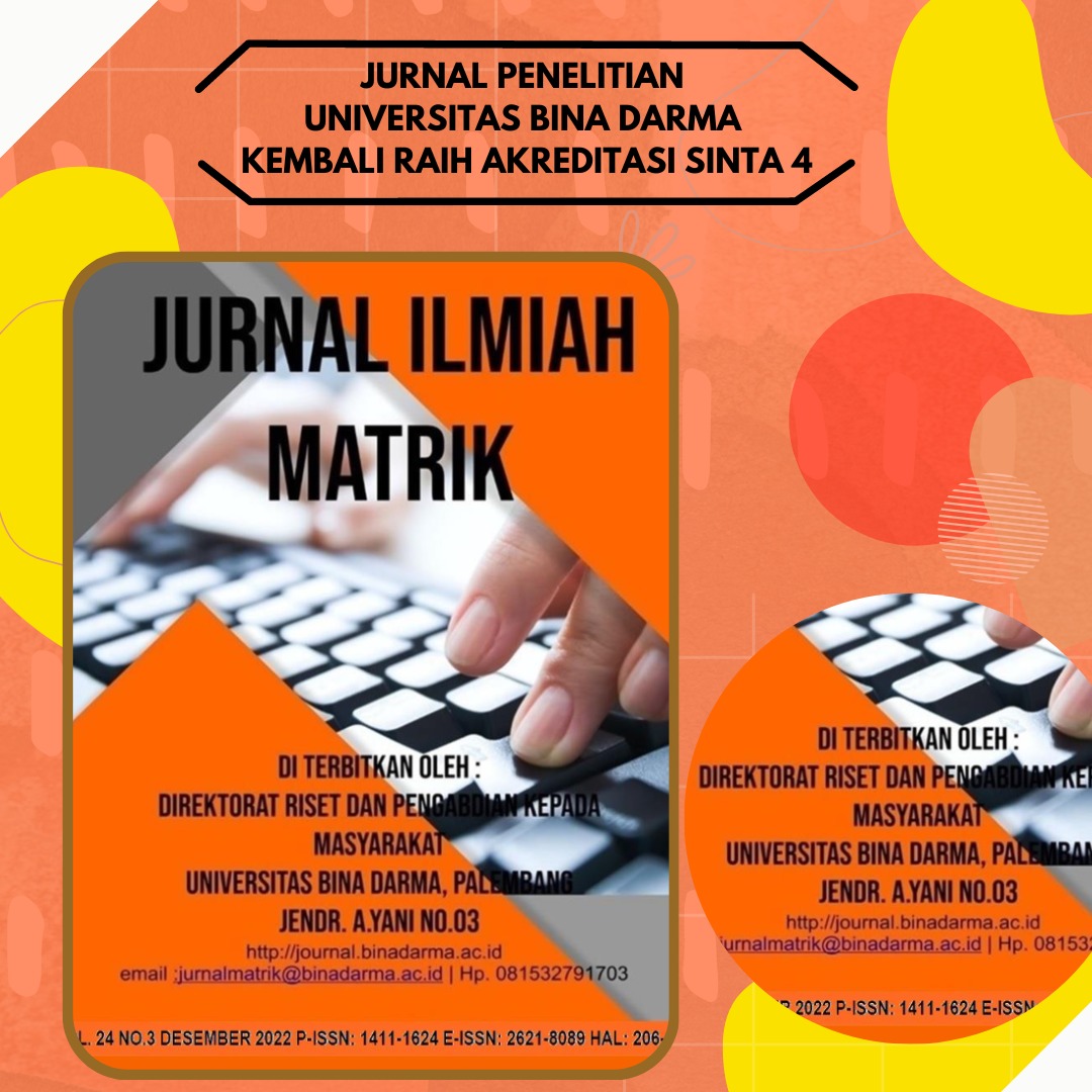 Jurnal Ilmiah Matrik Universitas Bina Darma Palembang Raih Akreditasi Sinta 4