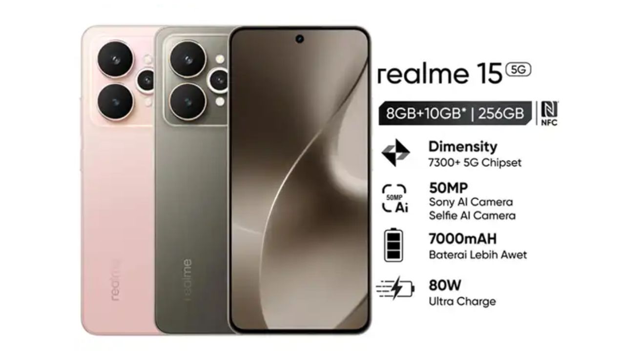 Realme 15 5G HP Gaming Murah Ram 12 GB Tanpa Lag dan Ngebut Foll! Ini Spesifikasinya