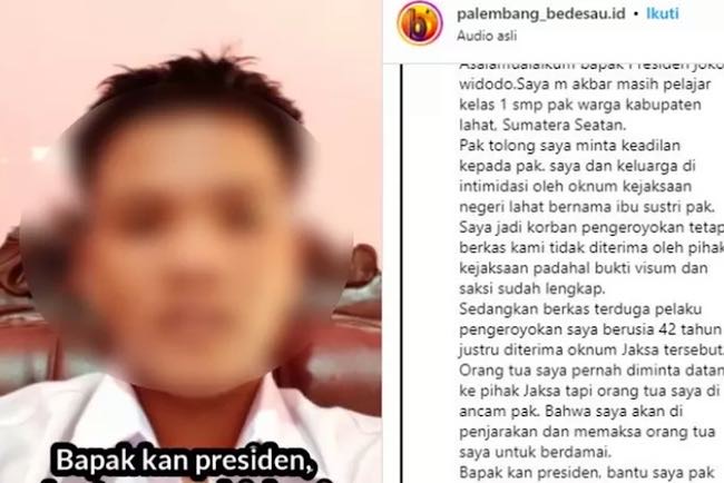 Viral Video Siswa SMP di Lahat Minta Tolong Presiden Jokowi, Ngaku Diancam Oknum Jaksa