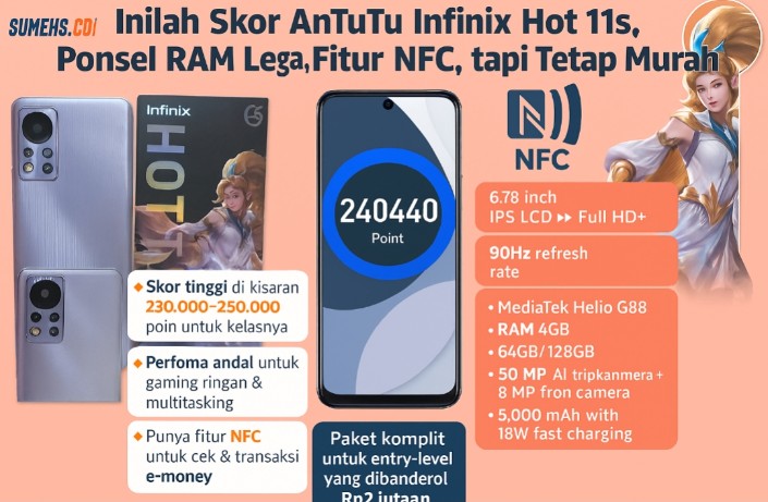 Segini Skor AnTuTu Infinix Hot 11s, Ponsel RAM Lega dan Fitur NFC Namun Harga Terjangkau