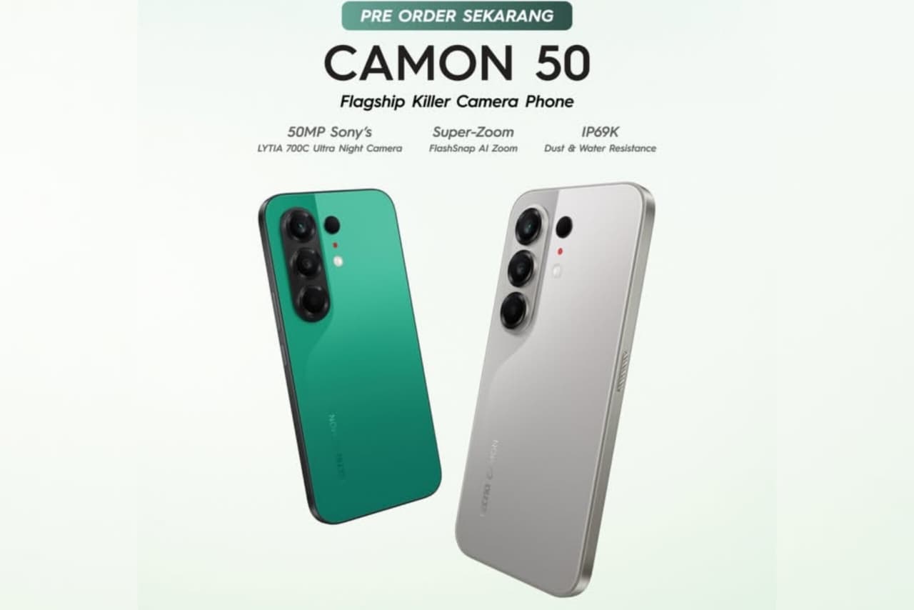 Buruan Pre Order Tecno Camon 50: Smartphone dengan Kamera Sensor Sony LYTIA 700C dan Teknologi AI LightMaster