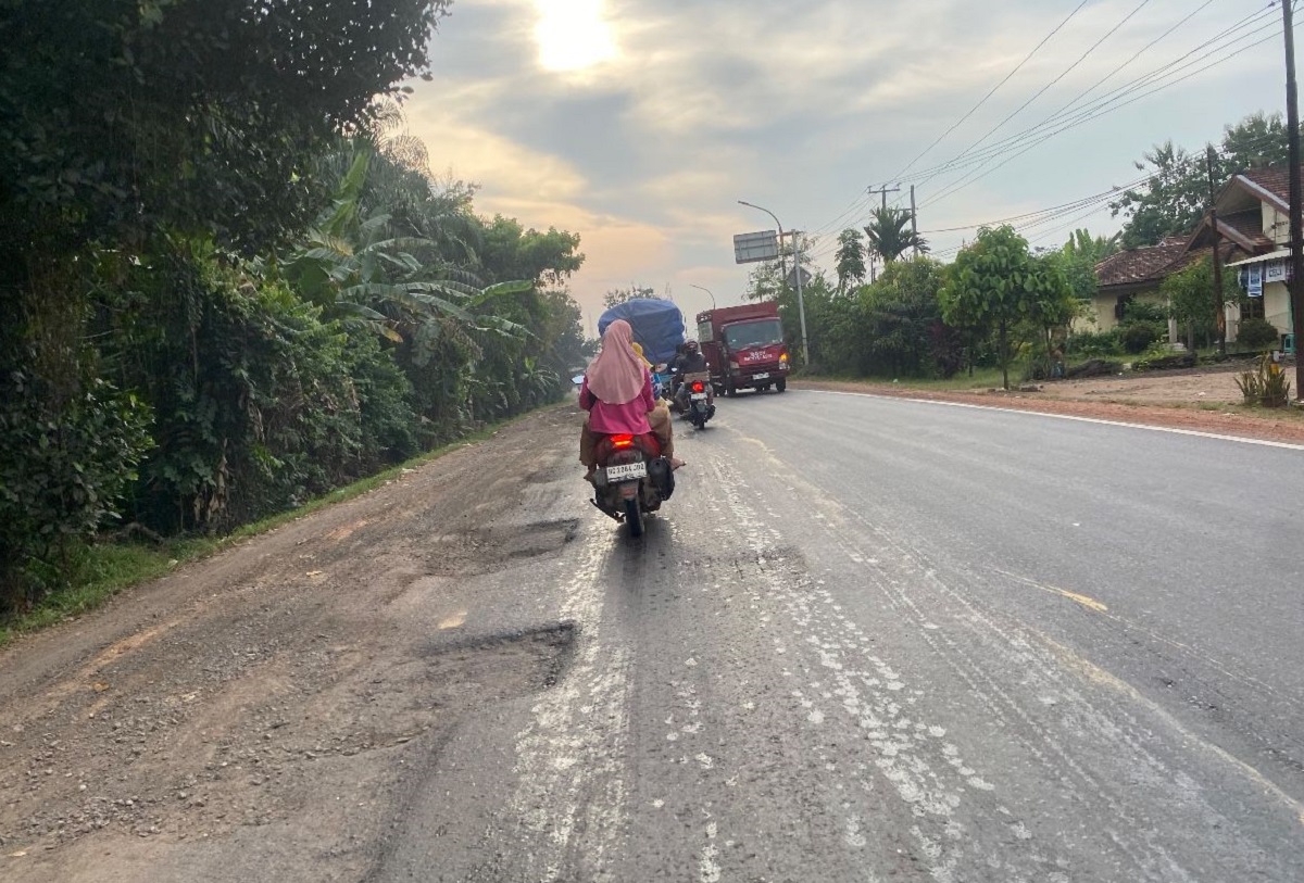 Hancur Dimakan Waktu, Jalan Lintas Timur Timur Palembang - Betung Menjelma Jadi 'Neraka' Bagi Pengendara