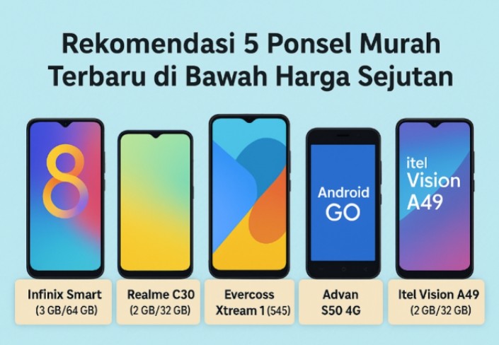 Rekomendasi 5 Ponsel Murah Terbaru di Bawah Harga Sejutaan, Cocok Untuk Budget Terbatas