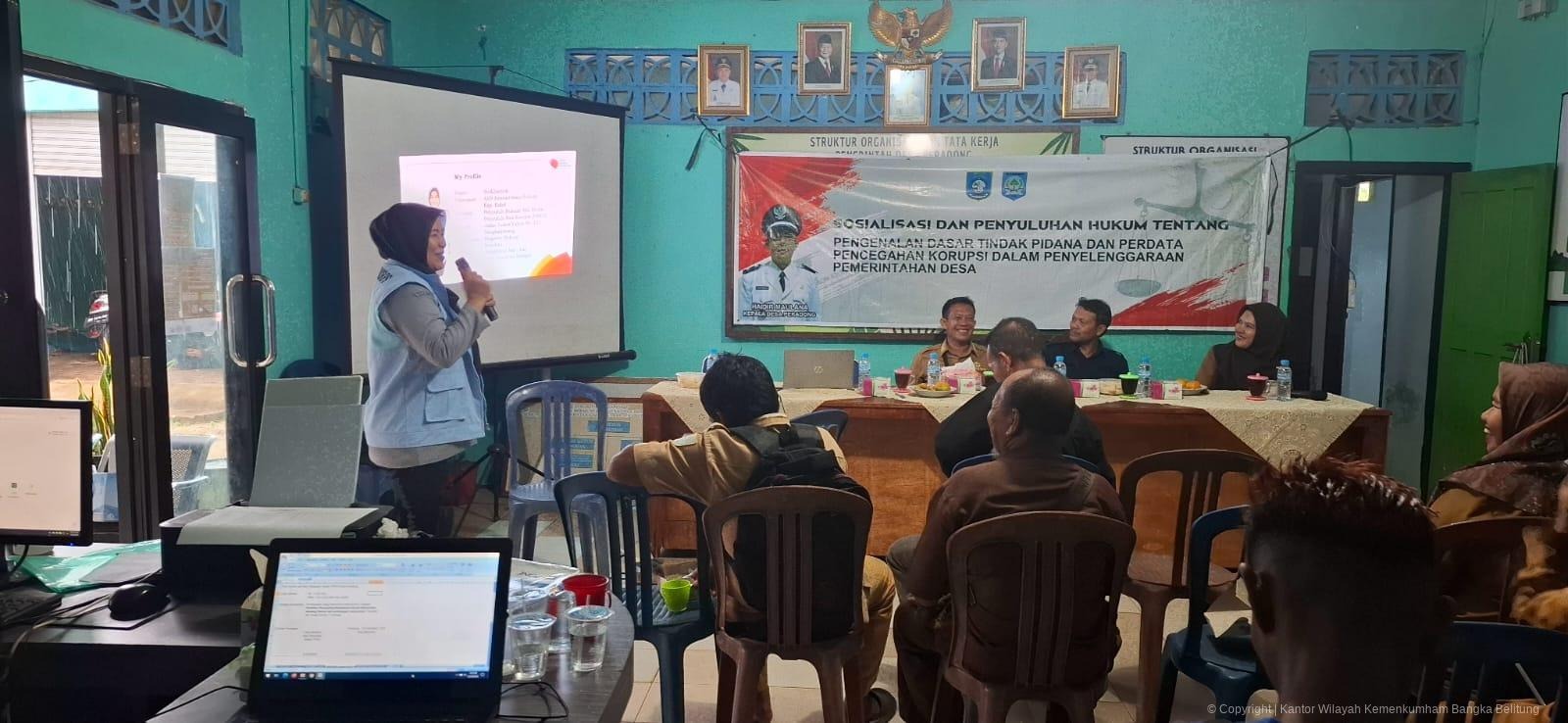 Perkuat Integritas Aparatur Desa, Kanwil Kemenkum Babel Gelar Penyuluhan Antikorupsi