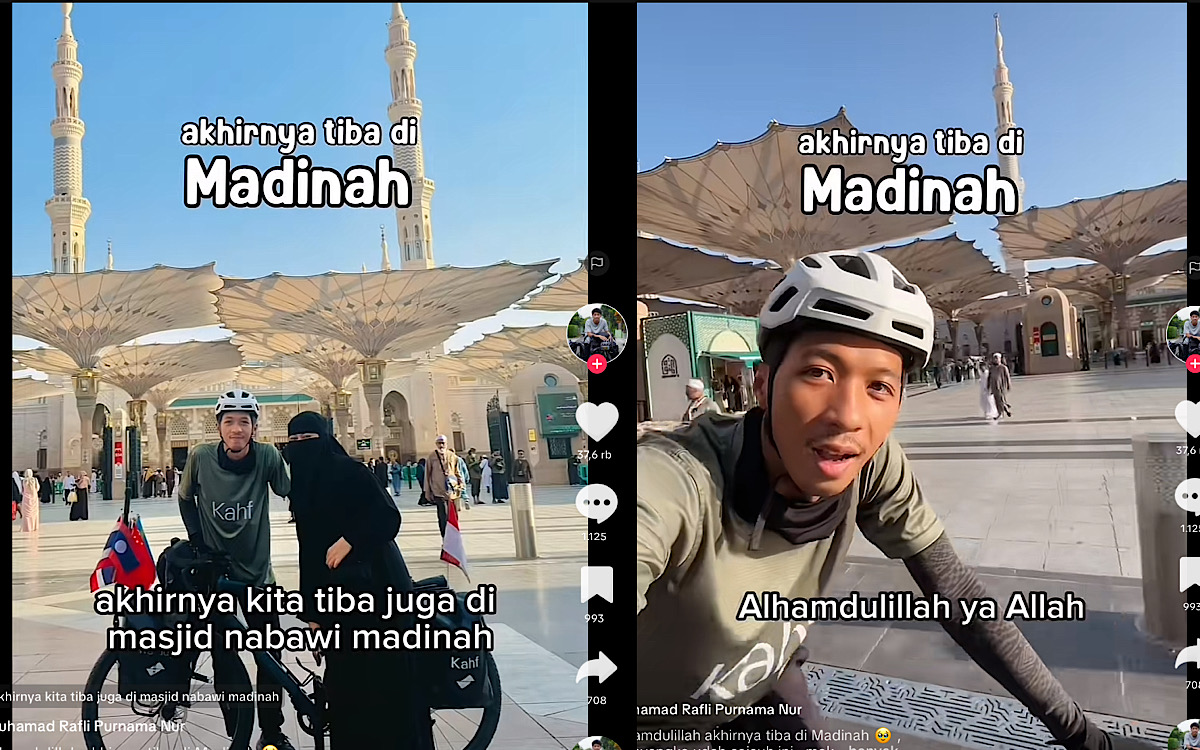 Alhamdulillah, Pasutri Bersepeda ke Tanah Suci Akhirnya Tiba di Kota Madinah Setelah 207 Hari Perjalanan 