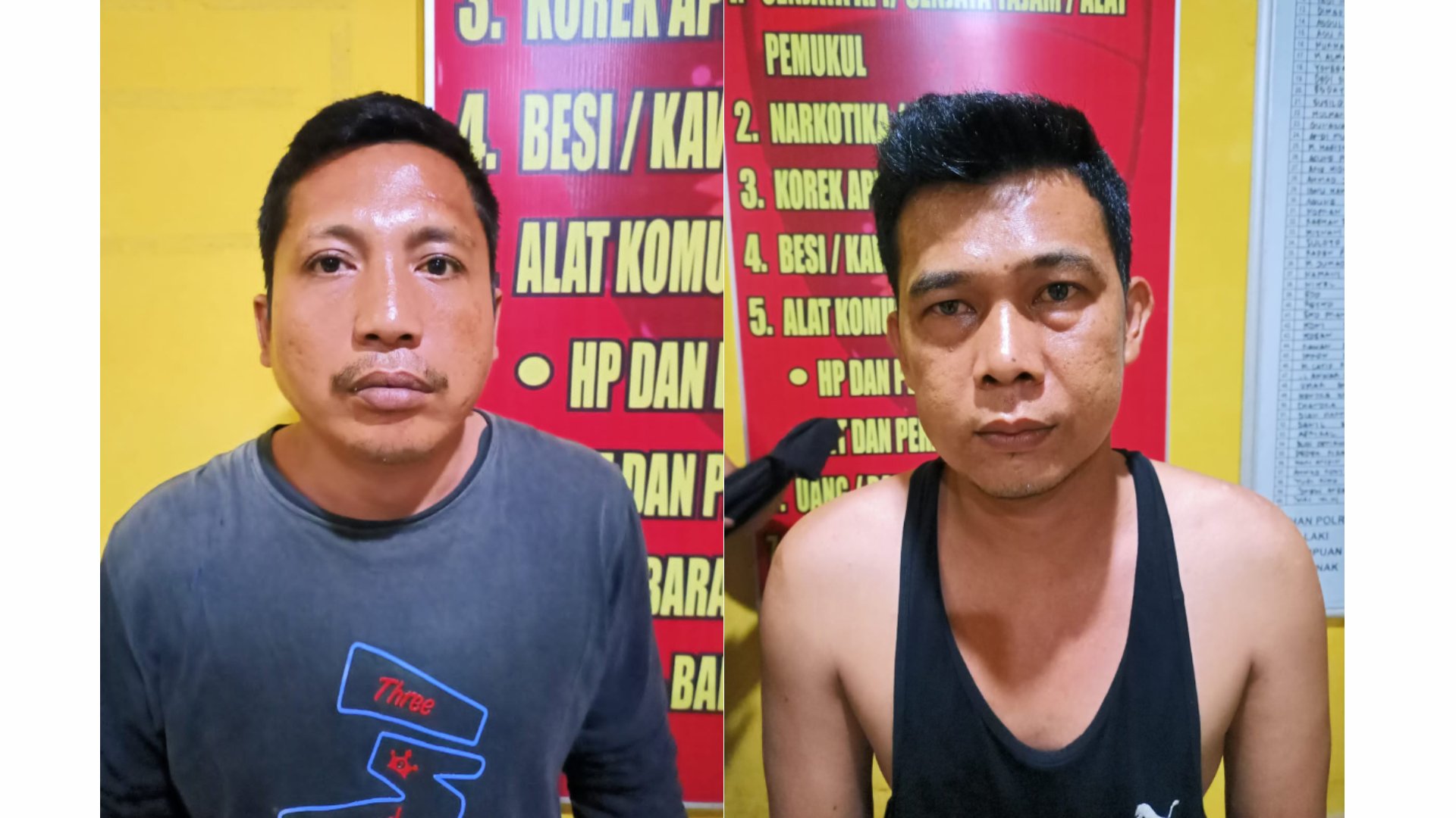 Polsek Tanjung Lubuk Amankan 2 Pelaku Pencurian Besi Tower Sutet