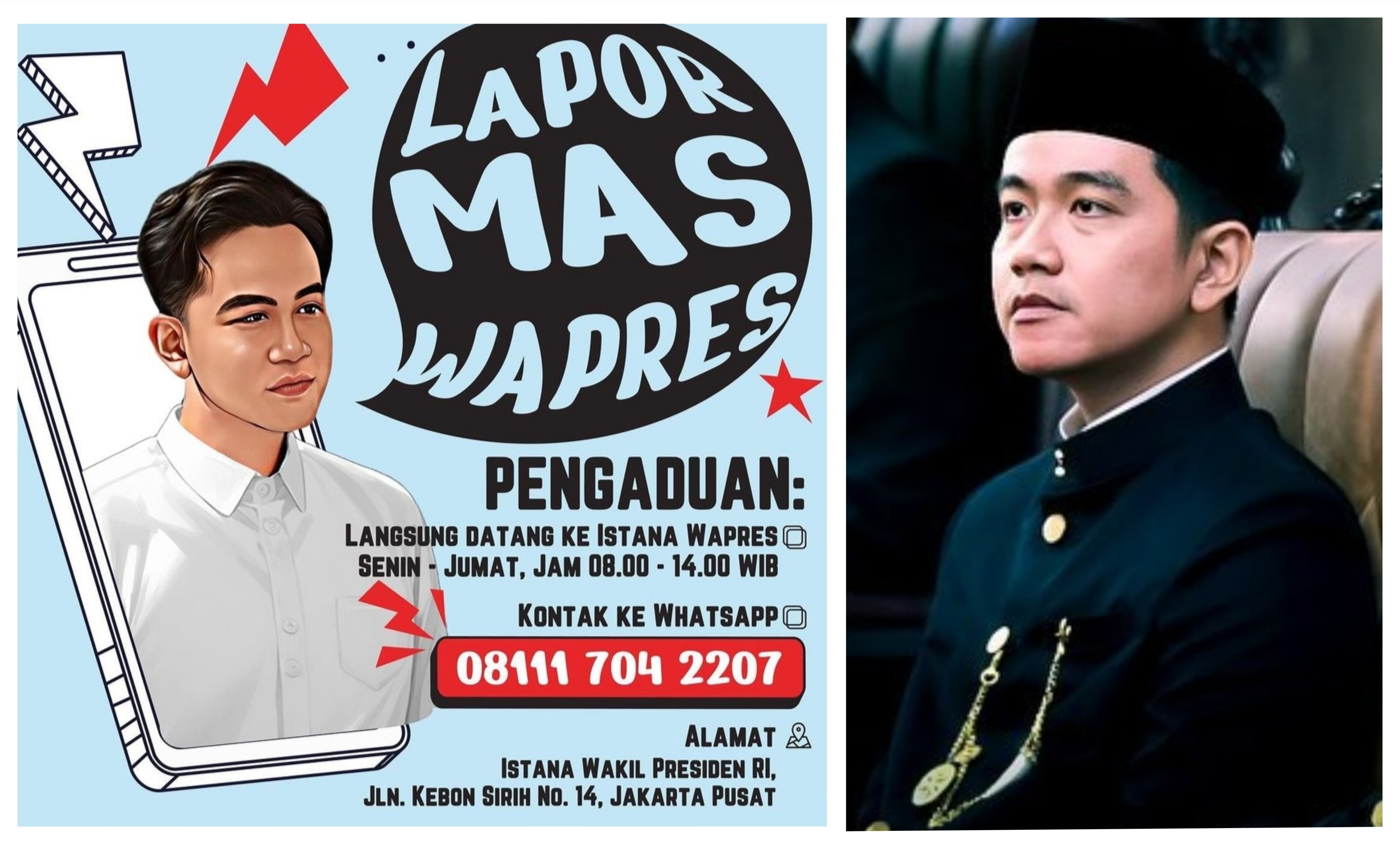 Jadi Presiden 16 Hari, Gibran Gercep Bikin Poster Layanan Pengaduan untuk Masyarakat, Bisa Langsung ke Istana