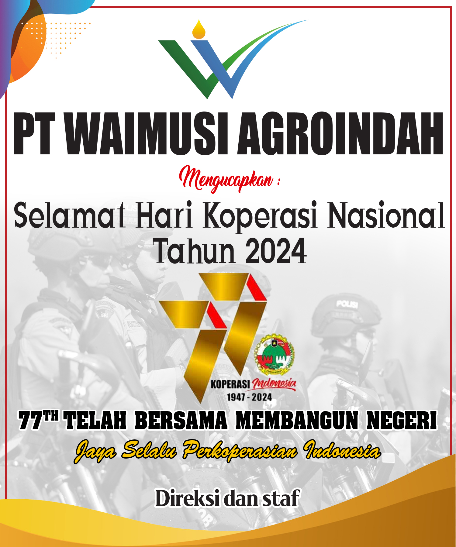 PT Waimusi Mengucapkan Hari Koperasi Nasional