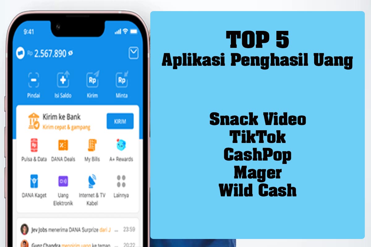 TOP 5 Aplikasi Penghasil Uang, Raih Saldo DANA Gratis hingga Rp500.000