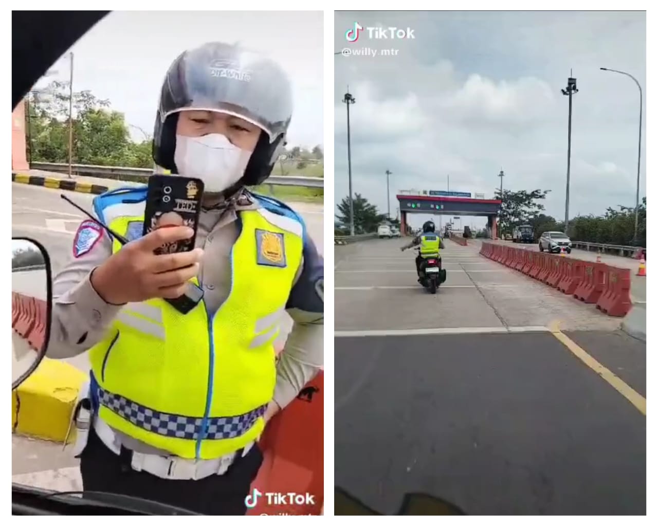 Viral! Polisi Berhentikan Paksa Mobil Box Berisikan Pisang di Gerbang Tol Kramasan Ogan Ilir