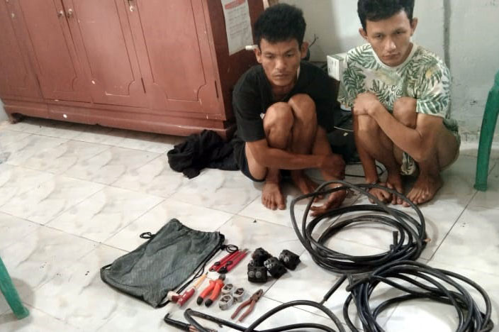 Dua Warga OKI Tertangkap Curi Kabel PLN di Cempaka OKU Timur