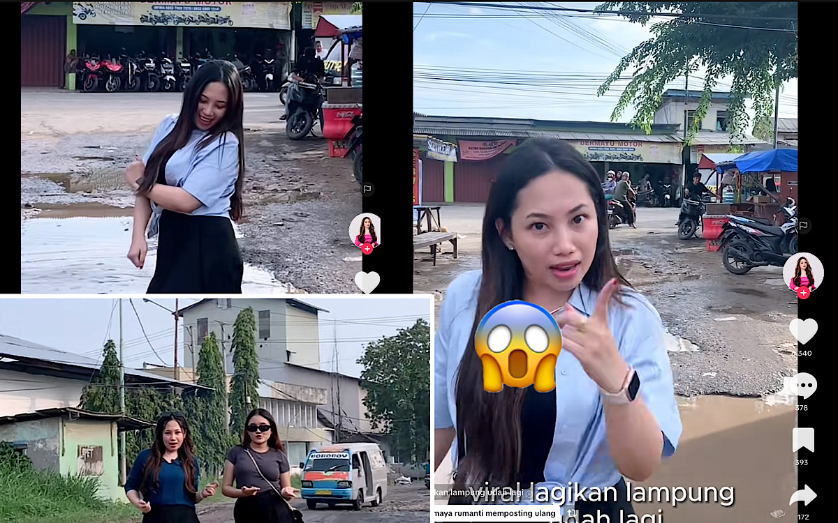 Unik Konten Kreator Cantik Jogetin Jalan-jalan Rusak di Kota Lampung, ‘Sudah Ya Guys Nanti Viral Lagi’ 