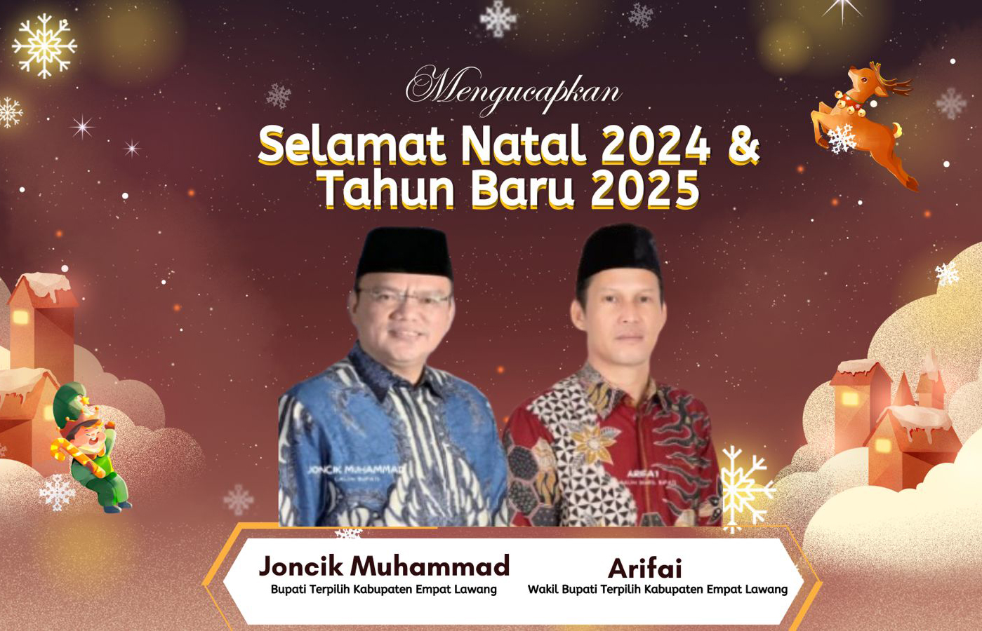 Bupati dan Wakil Bupati Terpilih Kabupaten Empat Lawang Mengucapkan Selamat Natal 2024 dan Tahun Baru 2025