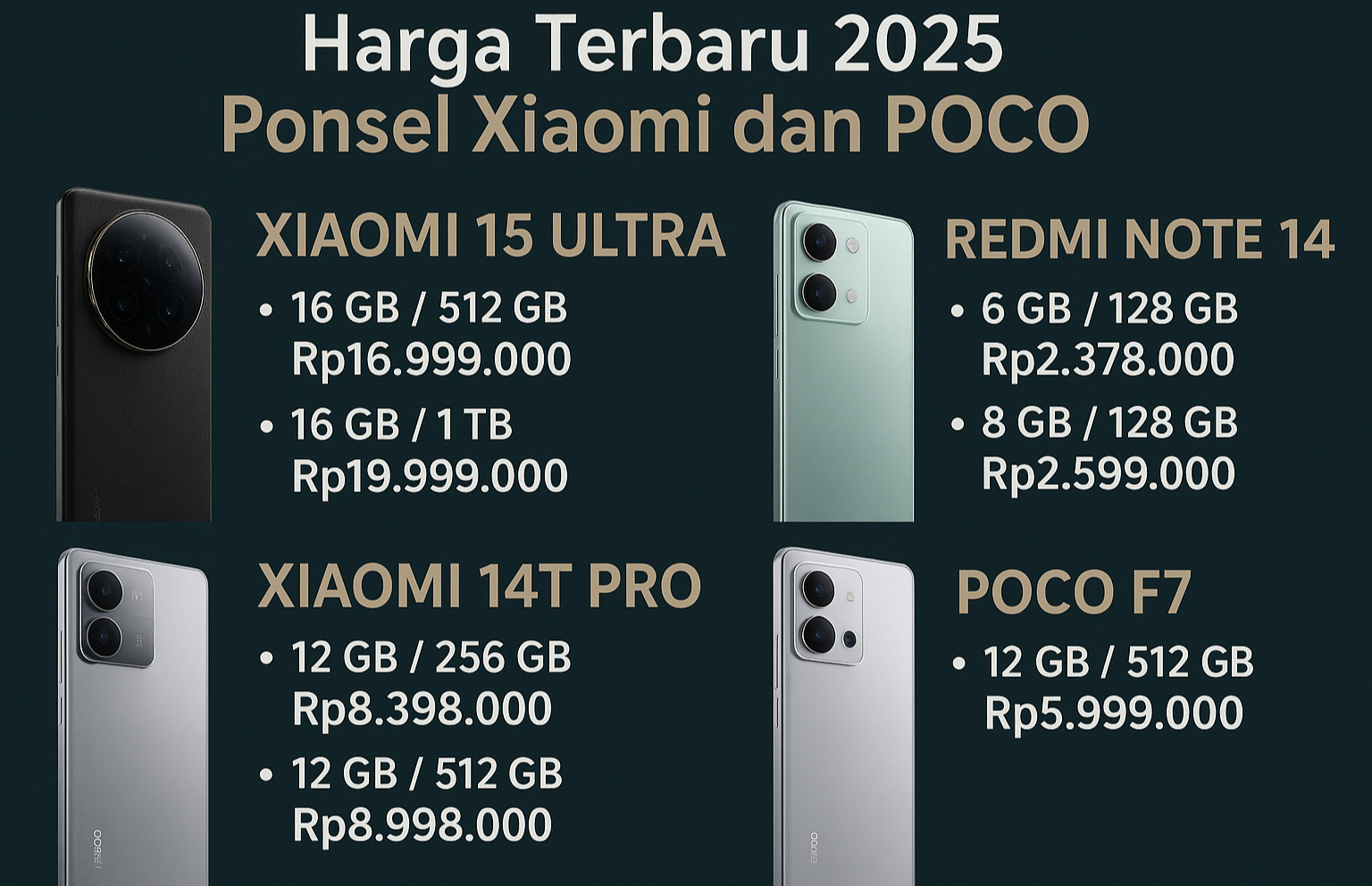 Harga Terbaru 2025 Xiaomi 15 Ultra hingga POCO F7, Persaingan Smartphone Premium dan Mid-Range Makin Seru