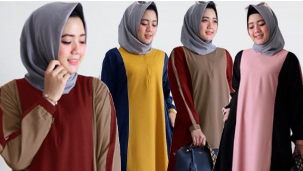 Cantik Menawan! Inilah 11 Keunggulan Model Gamis Polos Kombinasi Dua Warna