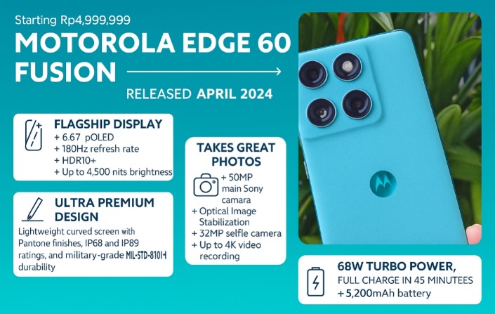 Motorola Edge 60 Fusion, Layar Mewah dan Performa Andal di Harga Menengah