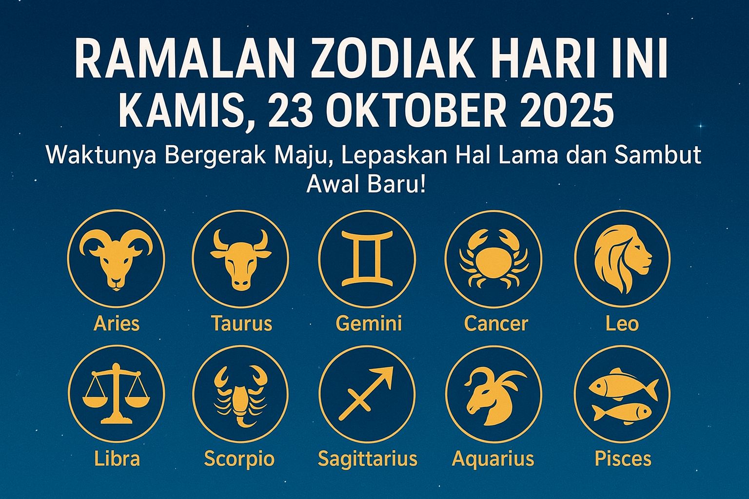 Ramalan Zodiak Hari Ini Kamis 23 Oktober 2025: Waktunya Bergerak Maju, Lepaskan Hal Lama dan Sambut Awal Baru!