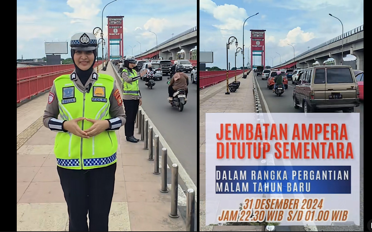 Pergantian Tahun, Jembatan Ampera Mulai Ditutup Pukul 22.30 WIB, Dibuka Lagi Pukul 1 Tahun Depan 