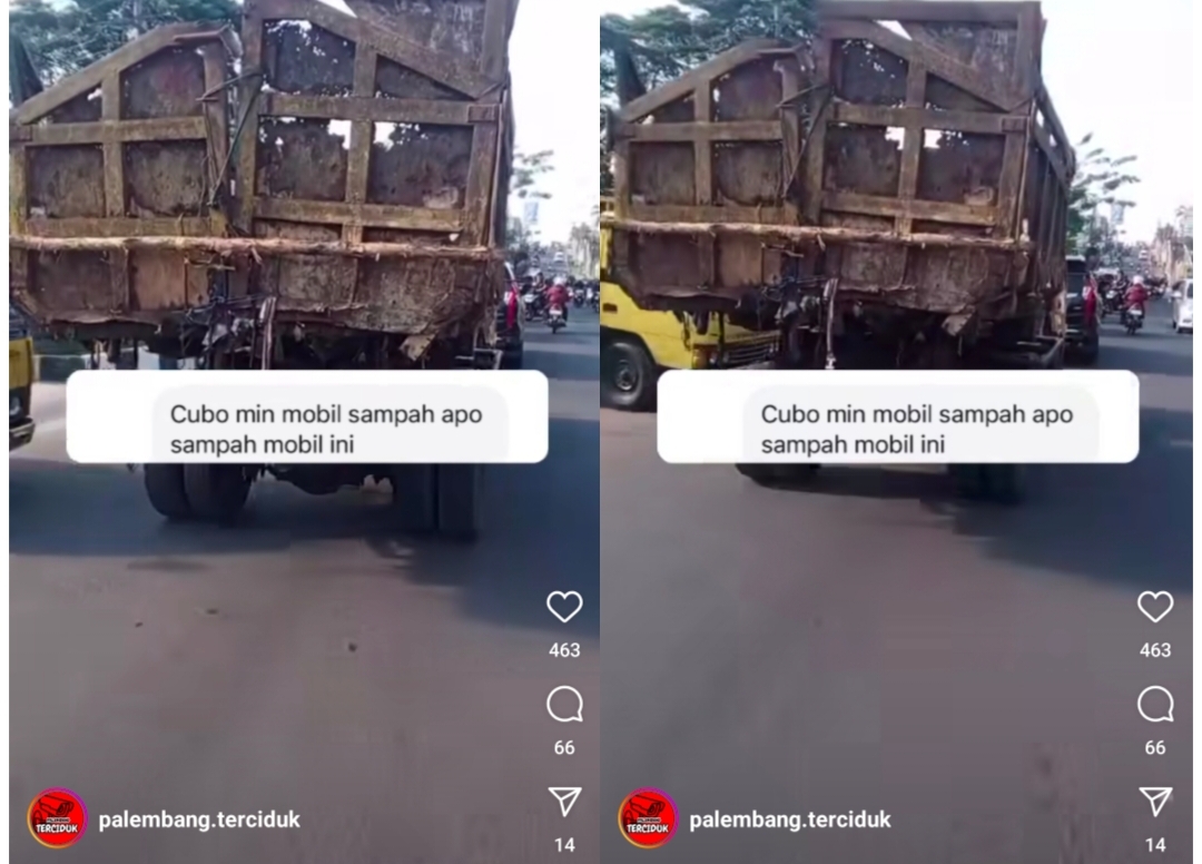 Waduh, Truk Pengangkut Sampah Tak Layak Jalan Terekam Video Masih Mengaspal di Jalan Kota Palembang