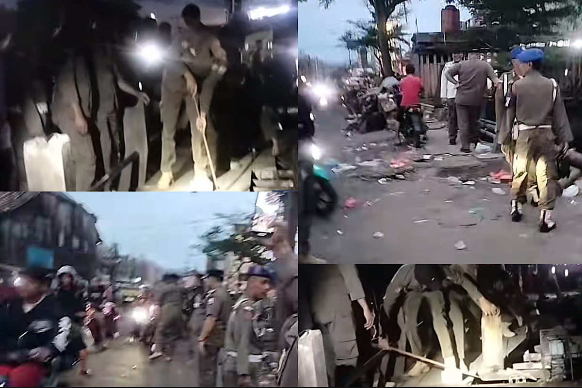 Pagi Ini Pasar 10 Ulu Ditertibkan, Lapak ‘Makan Jalan’ Bikin Sempit Lalulintas Dibongkar Pol PP