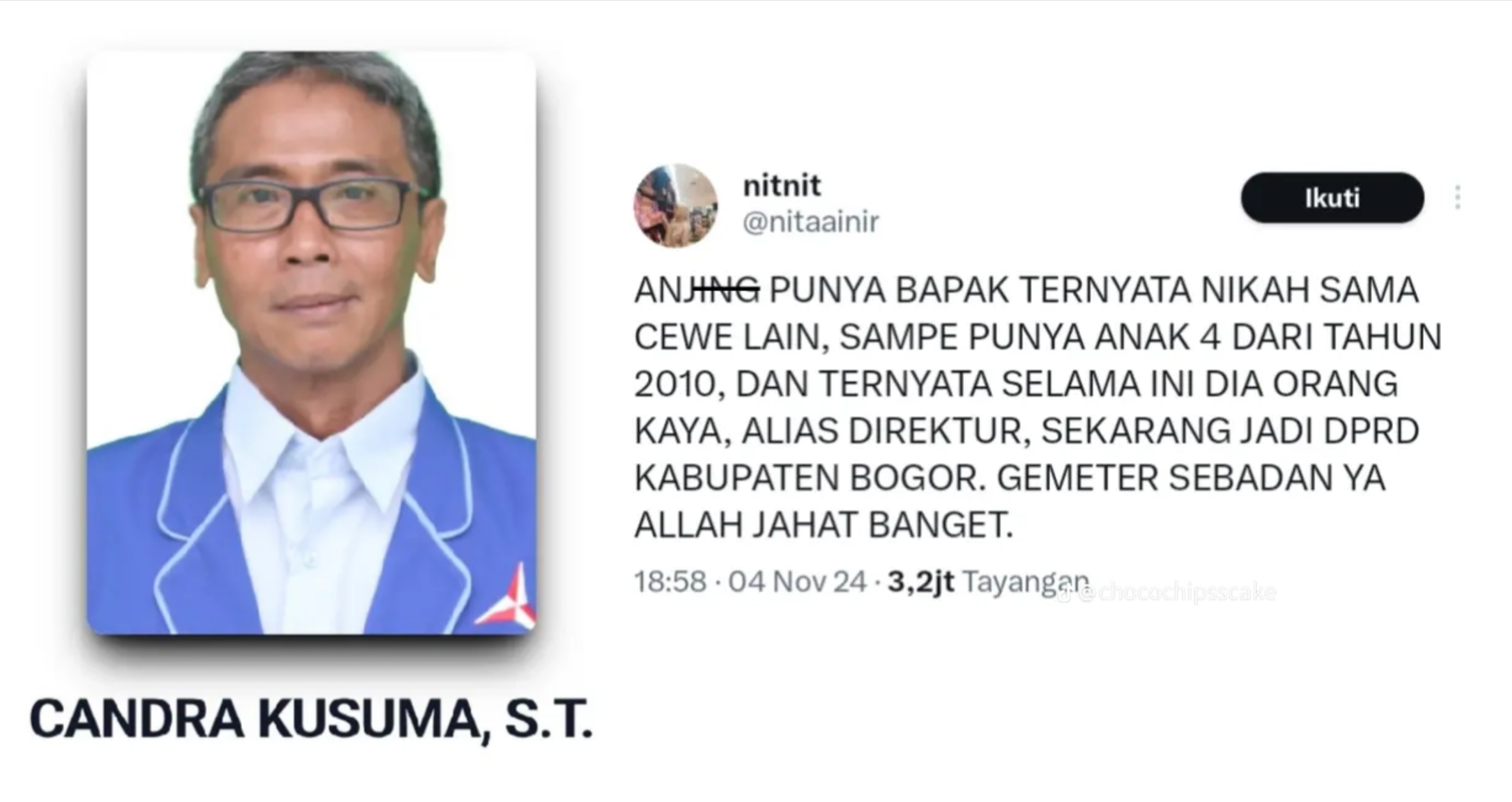 Candra Kusuma, Anggota DPRD Bogor Diduga Tak Nafkahi Anak Bertahun-Tahun Gegara Menikah Lagi dan Punya 4 Anak