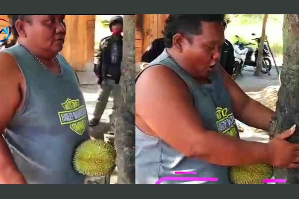 Geger! Pria Gempal Tantang Wong Palembang Belah Durian Pakai Perut, Reaksi Warganet Bikin Ngakak