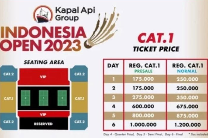 Indonesia Open 2023 Digelar 13-18 Juni, ini Harga Tiketnya