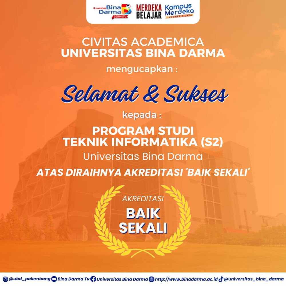 Universitas Bina Darma Raih Akreditasi 'Baik Sekali' untuk Program Studi Teknik Informatika S2