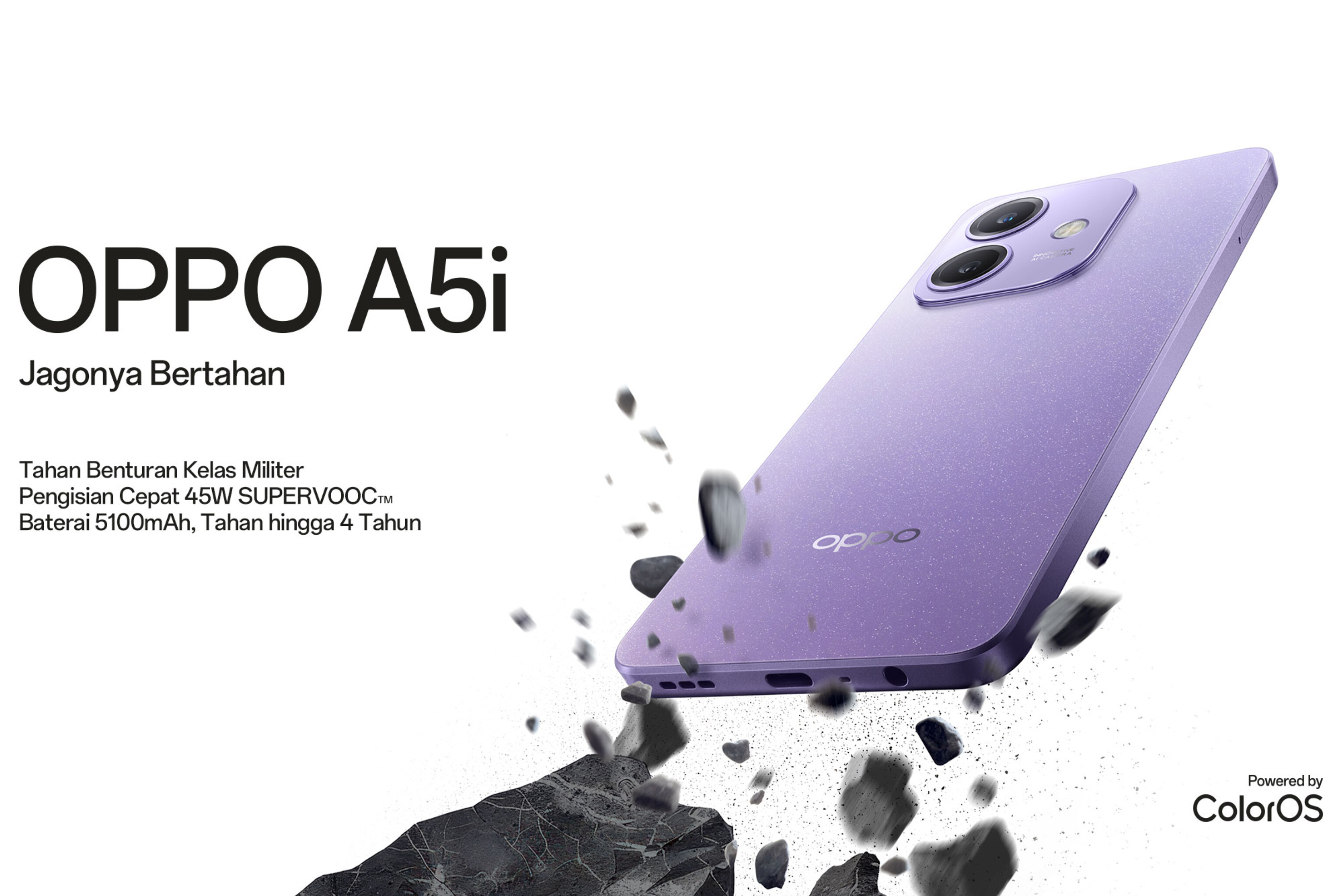 Ponsel Terbaru OPPO A5i Bawa Ketahanan Ekstra dengan Meterial Bodi Proteksi Ganda
