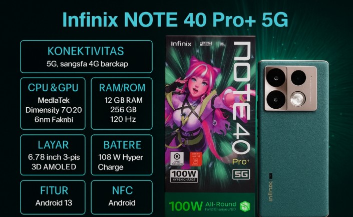 Infinix Note 40 Pro+ 5G Tawarkan Performa Lebih Gahar, Dibekali Fitur Hyper Charge Isi Daya 10 Menit