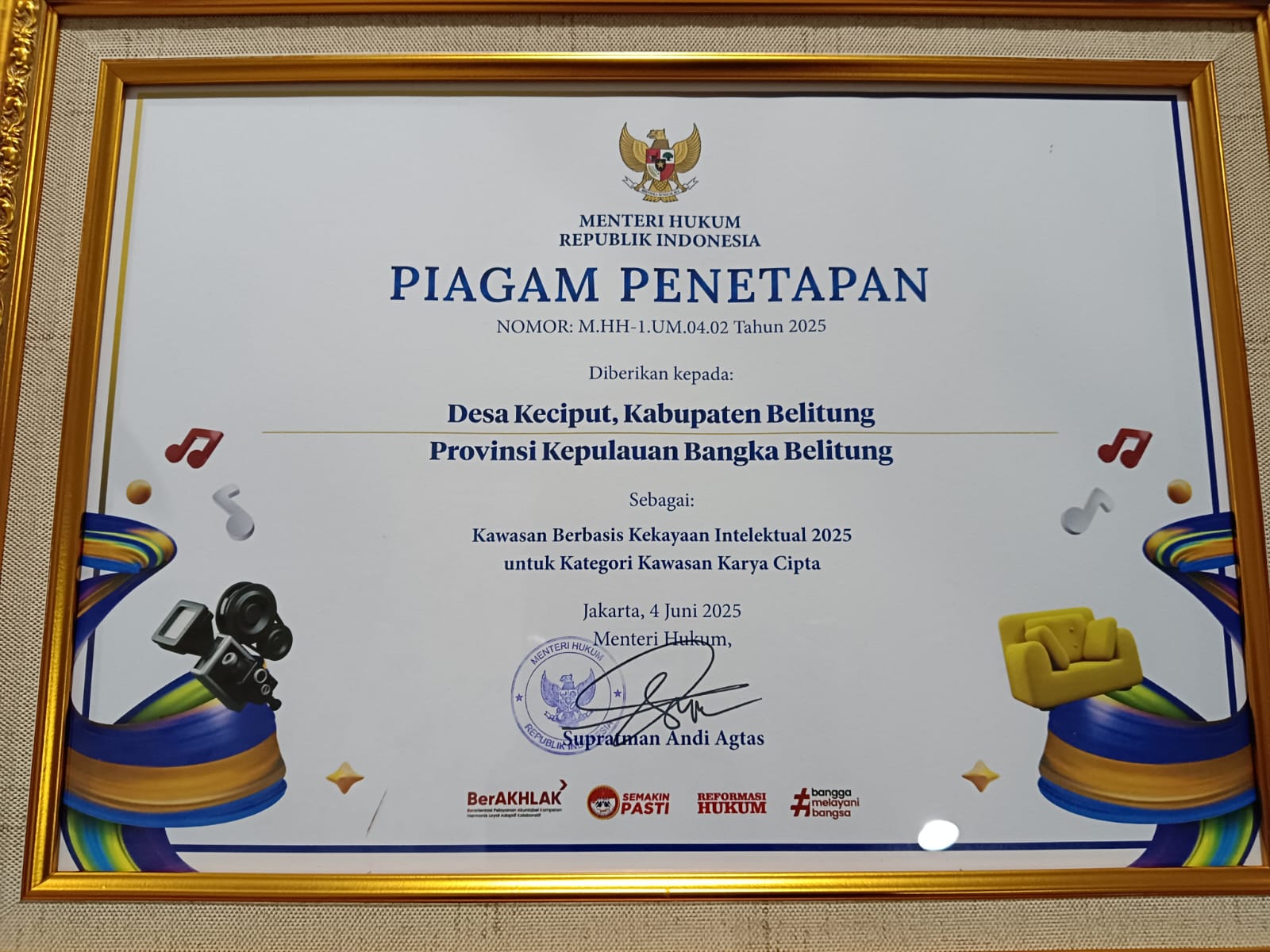Desa Keciput Belitung Ditunjuk Sebagai Kawasan Berbasis Kekayaan Intelektual 2025
