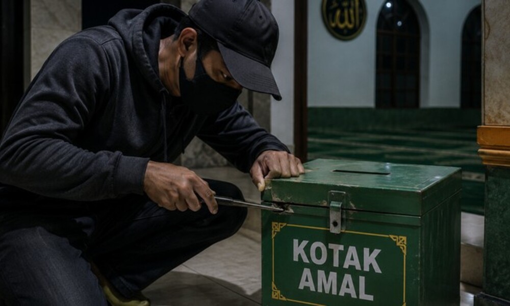 Gagal Curi Kotak Amal, Pencuri ini Malahah Tertidur Pulas di Masjid
