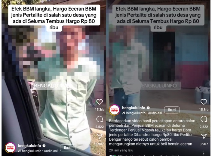 Kelangkaan BBM di Bengkulu Picu Lonjakan Harga di Pengecer, Pertalite Tembus Rp80 Ribu per Liter