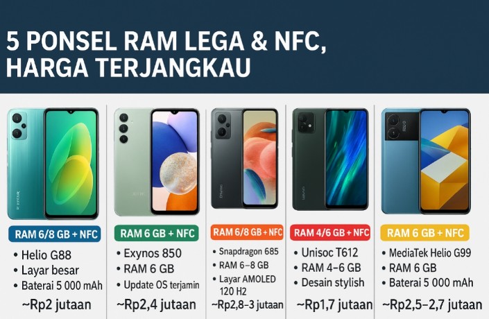 Inilah 5 Deretan Ponsel RAM Lega Terbaik 2025, Pakai NFC Harga Terjangkau
