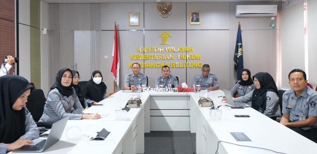 Konferensi Pers Pembaruan Hukum Pidana, Kanwil Kemenkum Babel Ikut Secara Daring