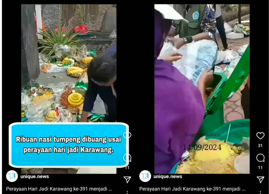 Tuai Sorotan Publik, Ribuan Nasi Tumpeng Dibuang Usai Perayaan Hari Jadi Karawang