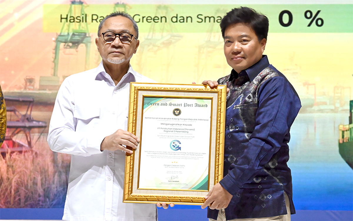 Pelindo Regional 2 Palembang Raih Green And Smart Port Tahun 2024 dari Kemenko Pangan