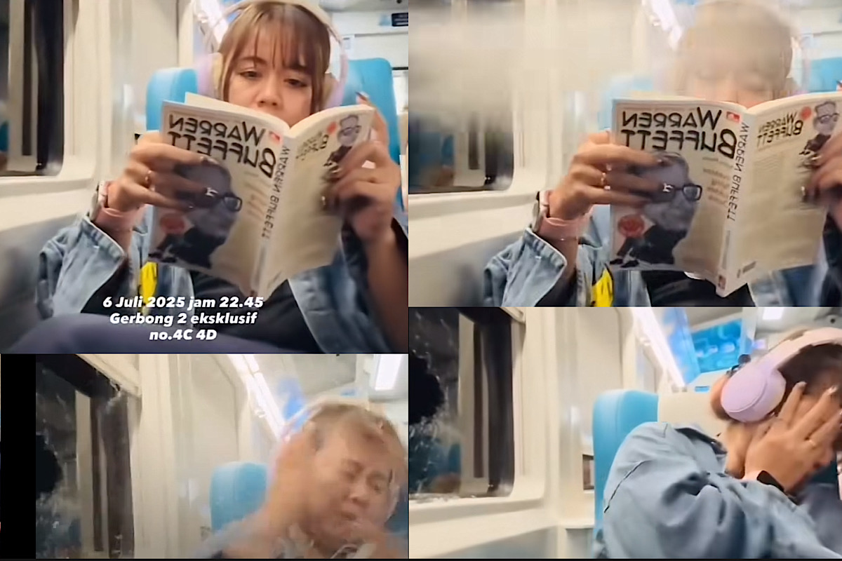 Viral, Detik-detik Penumpang Kereta Api Kena Lemparan Batu, Setipis Itu Kacanya?