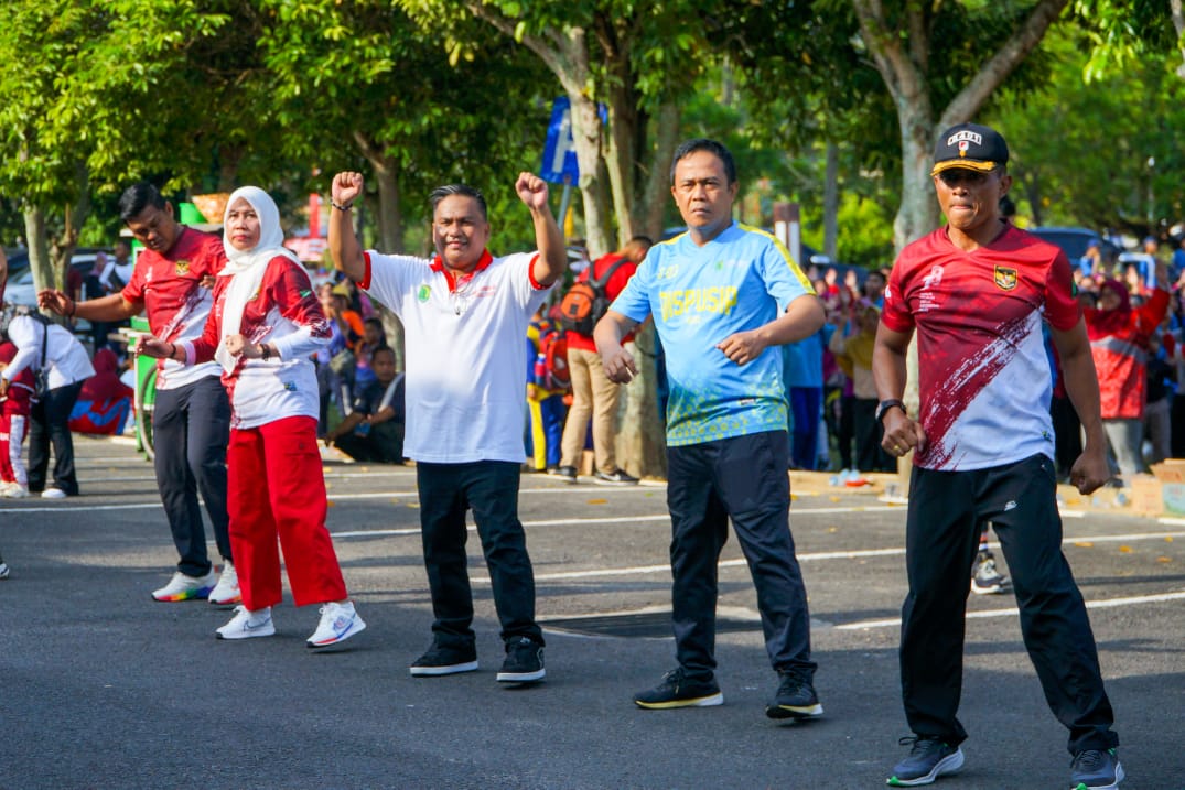 Meriah, Senam dan Jalan Sehat Bersama Pj Bupati Muba Memperingati HUT Kemerdekaan ke-78 RI Bertabur Doorprize 