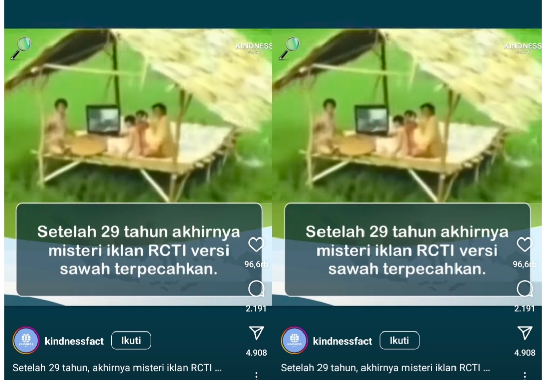 Alhamdulillah, Setelah 29 Tahun Misteri Iklan RCTI Oke Versi Sawah Terpecahkan, Warganet Bisa Tidur Nyenyak