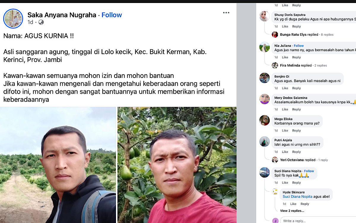 Merinding, Percakapan Agus Dengan Anak Korban Tunjukkan Mayat Ibunya Di Gudang Pupuk Desa Lolo Kerinci Jambi  