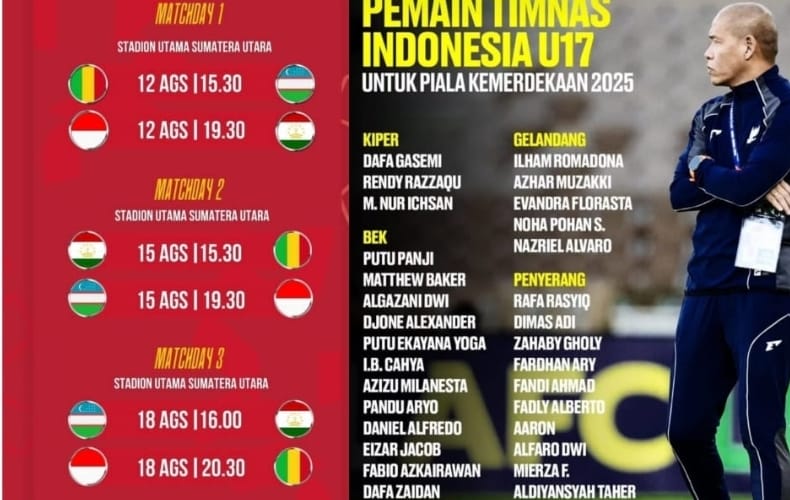 Jadwal Piala Kemerdekaan 2025: Indonesia U-17 Siap Hadapi Tajikistan, Uzbekistan dan Mali di Laga Pembuka