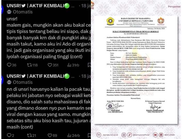 Isu Dugaan Amoral Yang Terjadi di Universitas Sriwijaya, Ditanggapi Serius Oleh Mantan BEM 