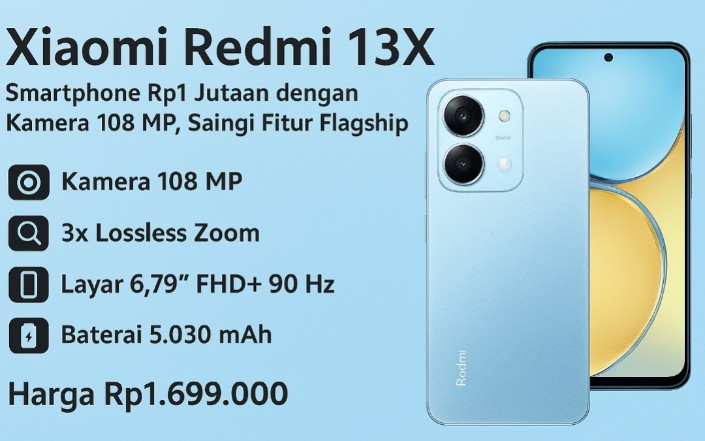 Xiaomi Redmi 13X, Smartphone Rp1 Jutaan dengan Kamera 108 MP, Saingi Fitur Flagship