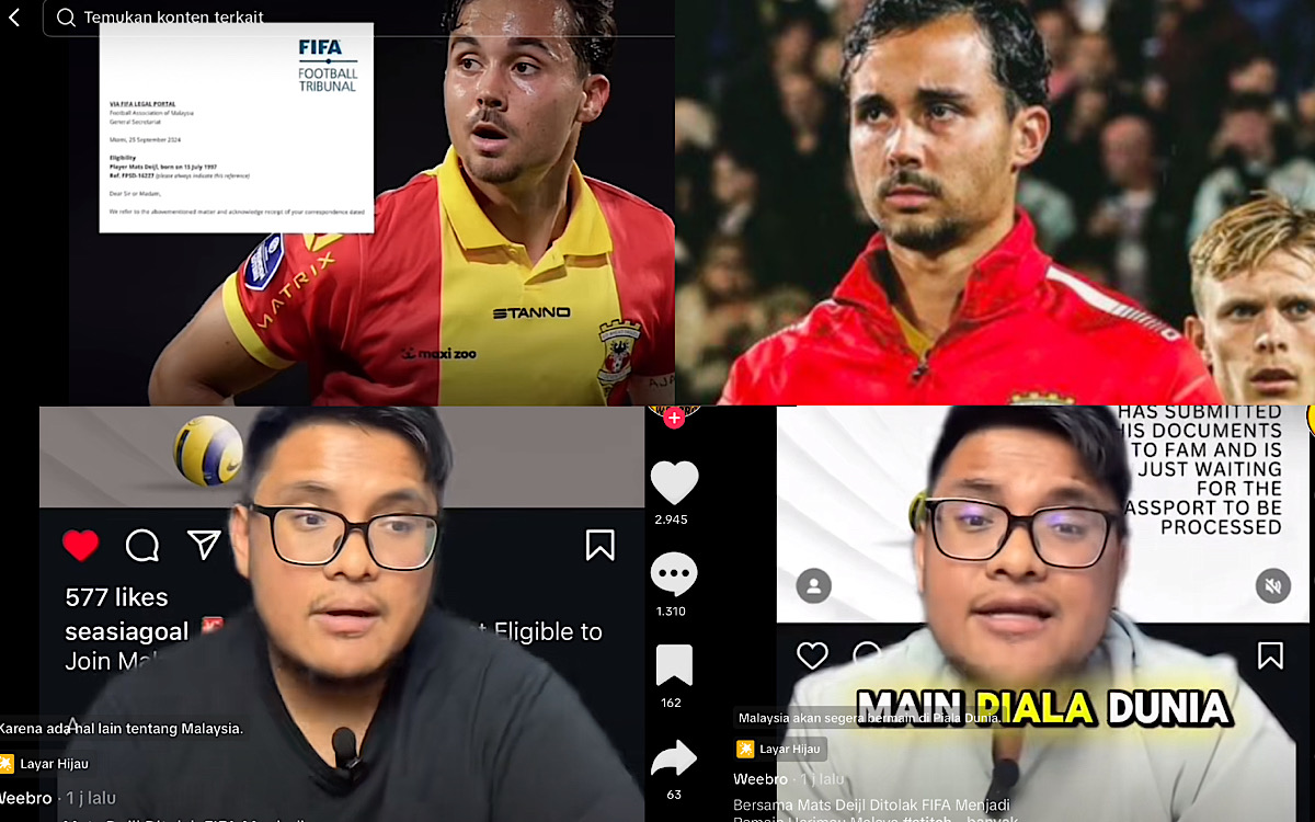 Naturalisasi Mats Deijl Malaysia Ditolak Mentah-metah FIFA, Bukan Moyang Harimau Malaya Tapi Orang Singapura