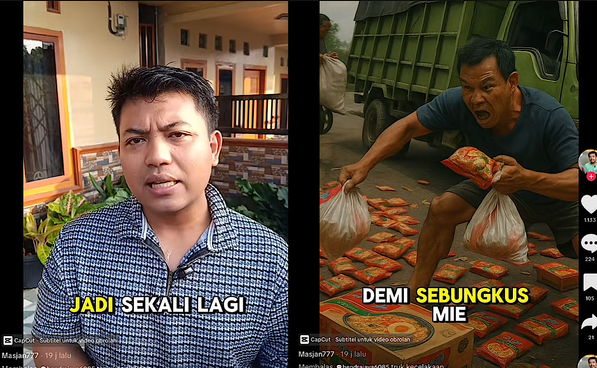 Akhirnya Minta Maaf, Konten Kreator Sebut Penjarah Truk Mie Instan Terjadi di Palembang