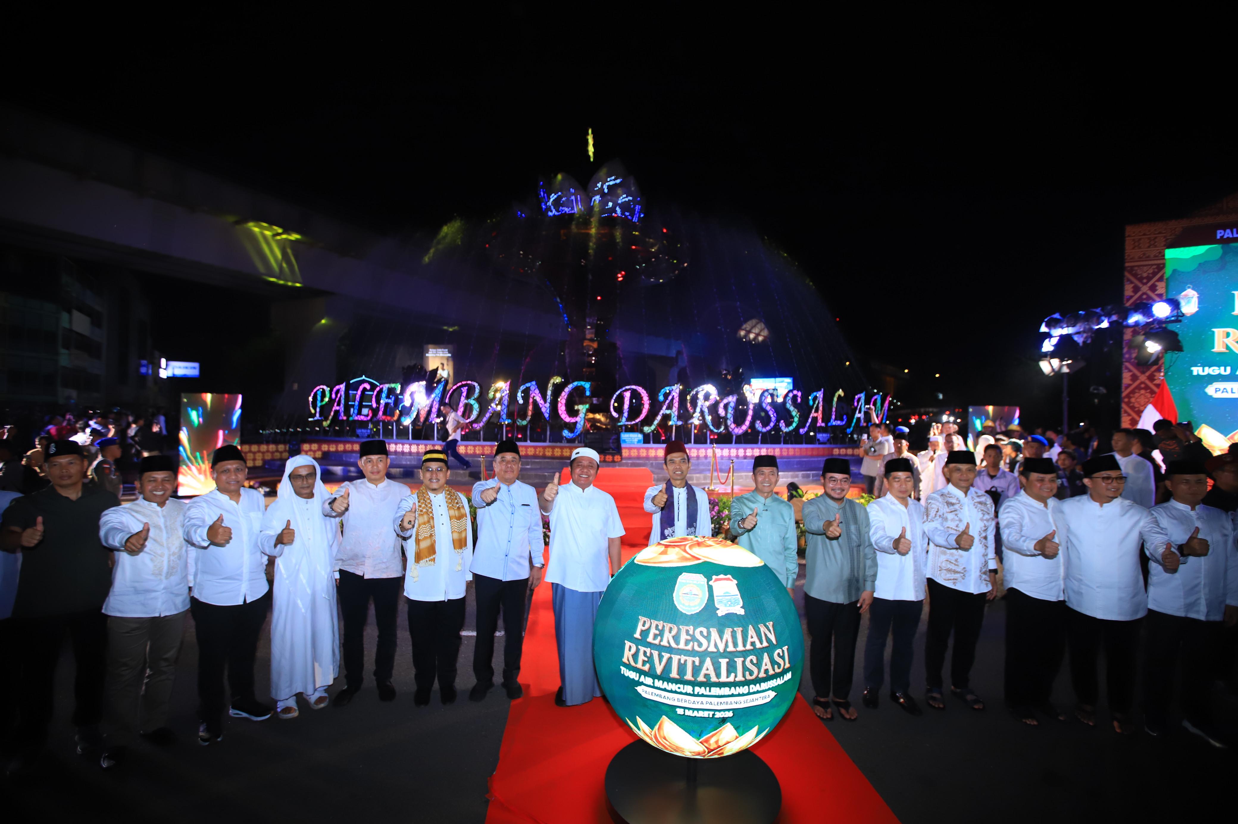 Tugu Air Mancur Palembang Berwajah Baru, Revitalisasi Rp 10 Miliar Diresmikan Gubernur Sumsel